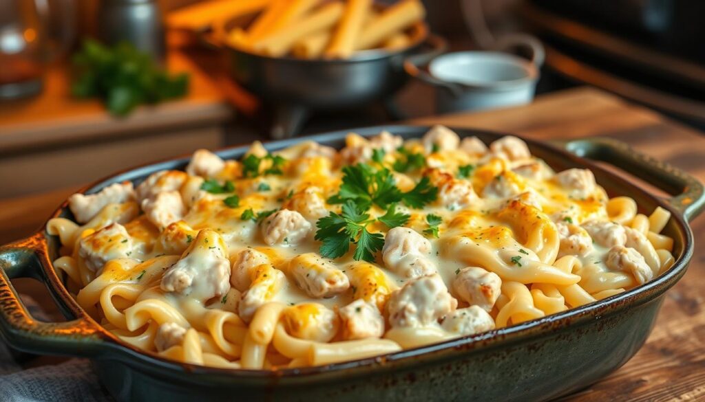 chicken alfredo pasta casserole