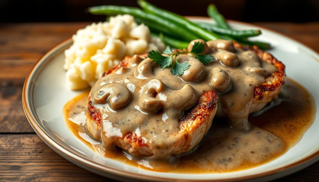 pork chops with mushroom gravy